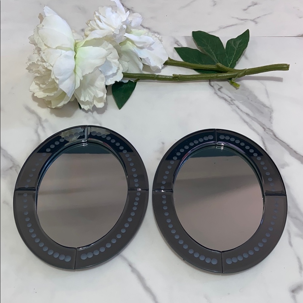 Vintage 1999 IKEA Berlevag Vanity or Tabletop Oval Mirror Dot Design Set of 2